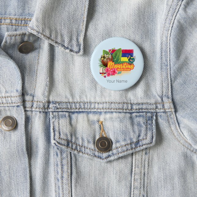 Mauritius Retro Indischer Ozean Dodo und Flag Vint Button (Beispiel)