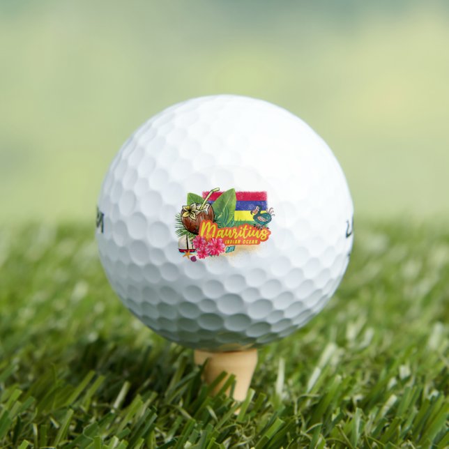 Mauritius Retro Indischer Ozean Dodo und Flag Vint Golfball (Insitu T-Shirt)