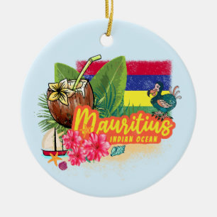 Mauritius Retro Indischer Ozean Dodo und Flag Vint Keramik Ornament