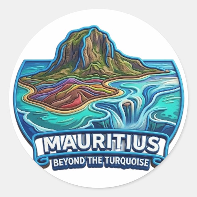 MAURITIUS RUNDER AUFKLEBER (Vorderseite)