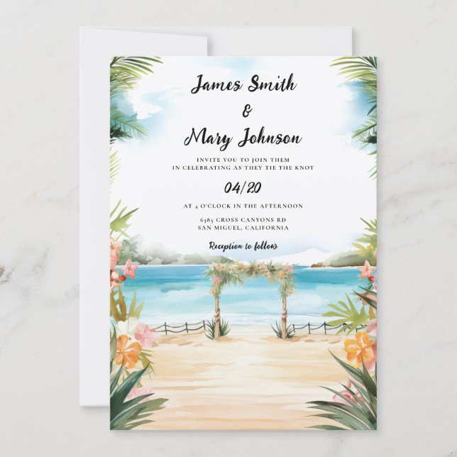 Mauritius Wedding Einladung Hochzeit in Urlaubsort (Vorderseite)