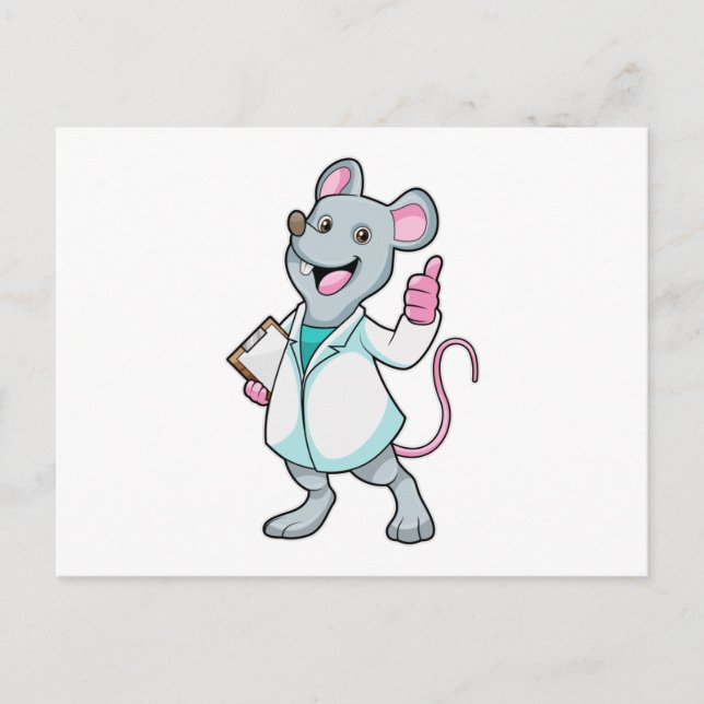 Maus als Arzt mit Arztmantel Postkarte (Vorderseite)