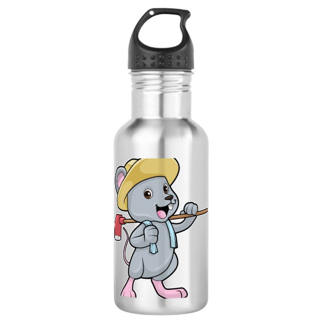 Maus als Bauer mit Ax & Hat Edelstahlflasche (Vorderseite)