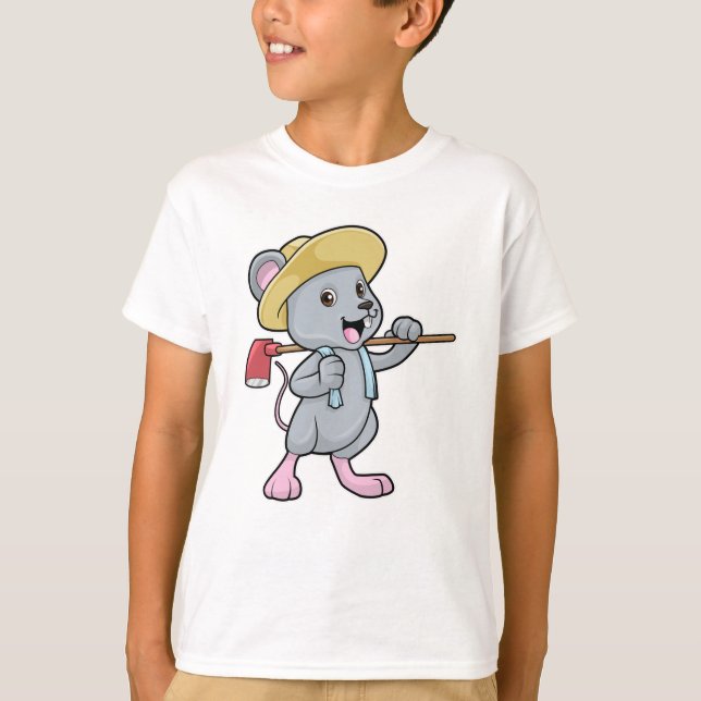 Maus als Bauer mit Ax & Hat T-Shirt (Vorderseite)