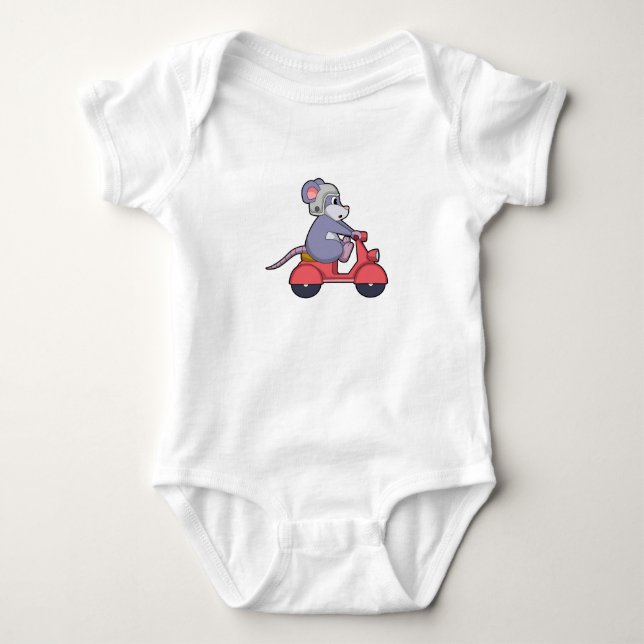Maus als Biker mit Scooter.PNG Baby Strampler (Vorderseite)