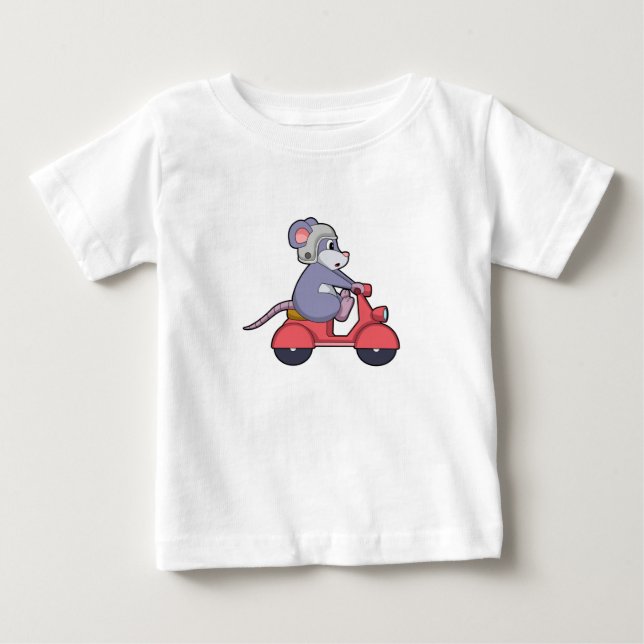 Maus als Biker mit Scooter.PNG Baby T-shirt (Vorderseite)