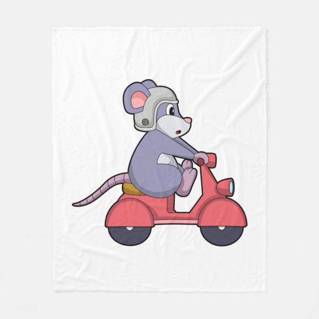 Maus als Biker mit Scooter.PNG Fleecedecke (Vorderseite)