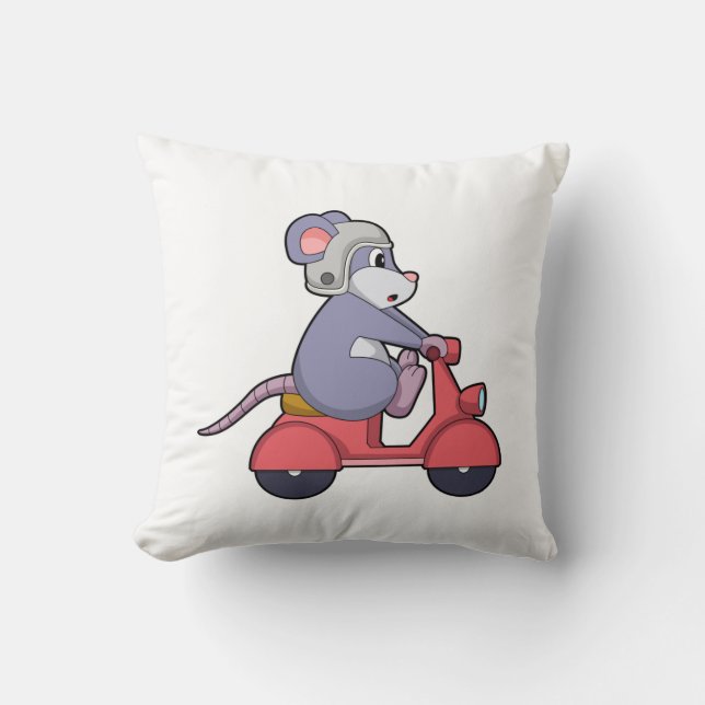 Maus als Biker mit Scooter.PNG Kissen (Vorderseite)