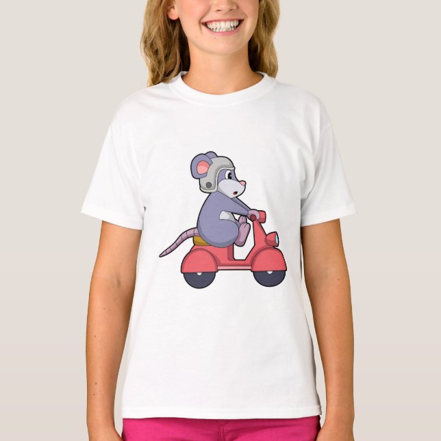 Maus als Biker mit Scooter.PNG T-Shirt (Vorderseite)