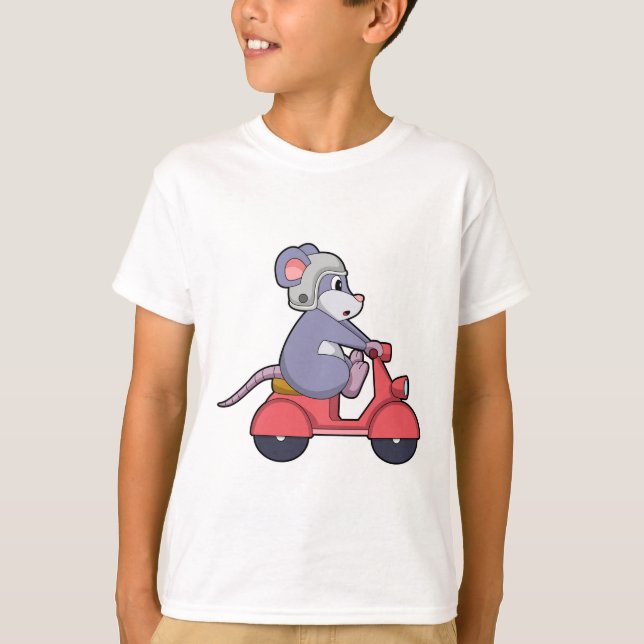 Maus als Biker mit Scooter.PNG T-Shirt (Vorderseite)