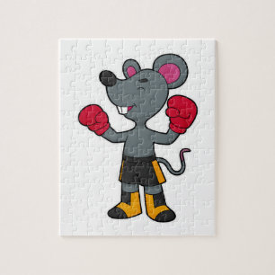 Maus als Boxer mit Boxhandschuhen