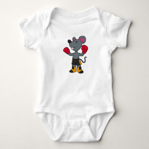 Maus als Boxer mit Boxhandschuhen Baby Strampler