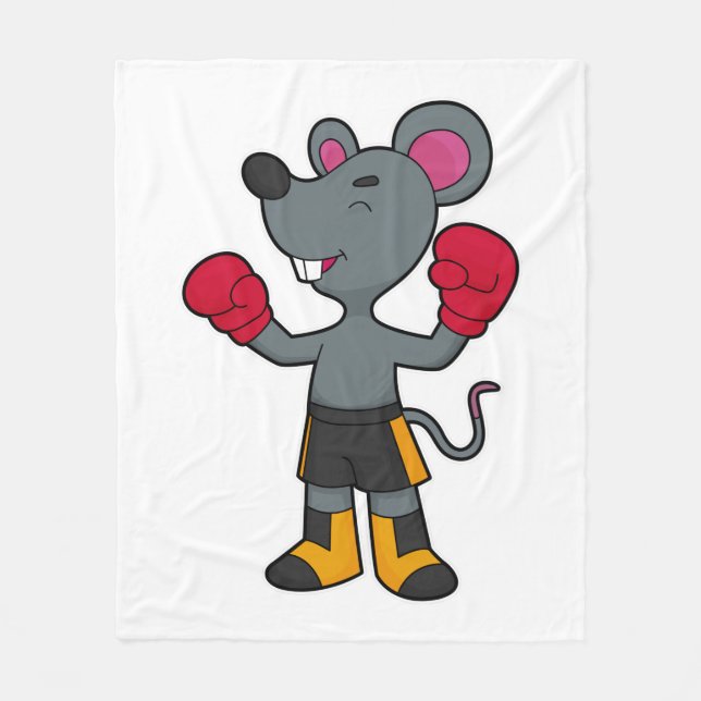 Maus als Boxer mit Boxhandschuhen Fleecedecke (Vorderseite)