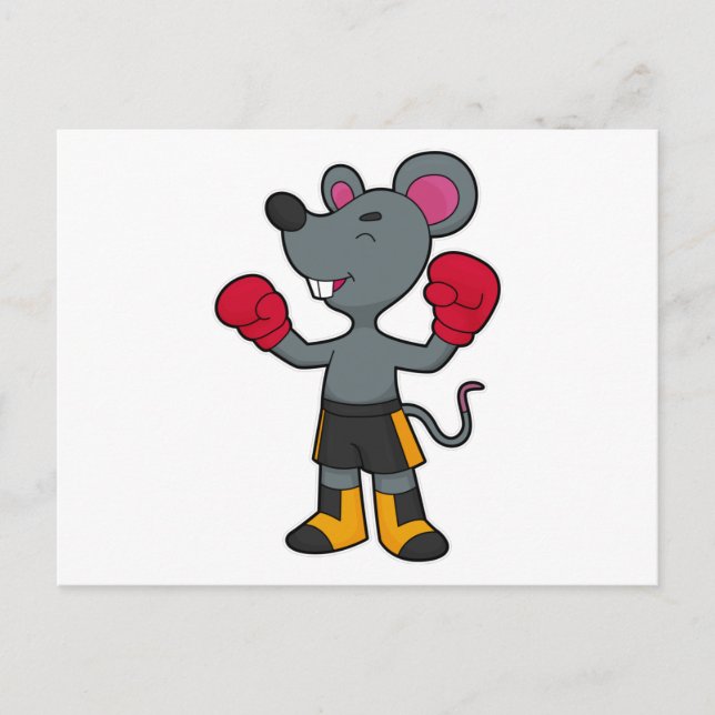 Maus als Boxer mit Boxhandschuhen Postkarte (Vorderseite)