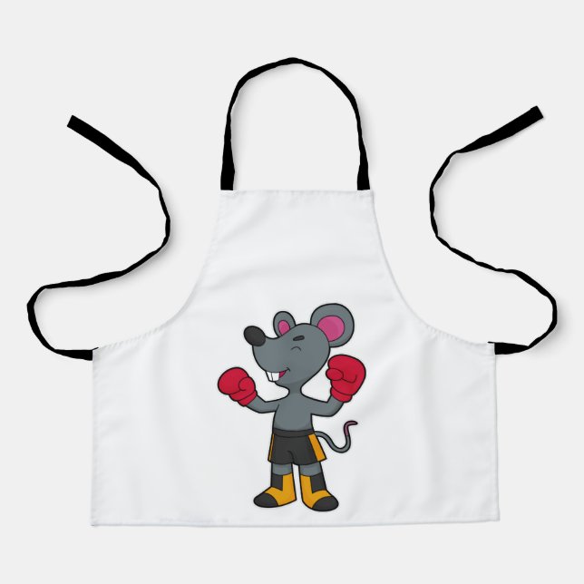 Maus als Boxer mit Boxhandschuhen Schürze (Vorderseite)