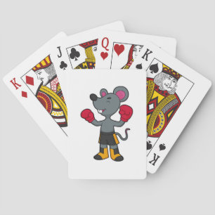 Maus als Boxer mit Boxhandschuhen Spielkarten
