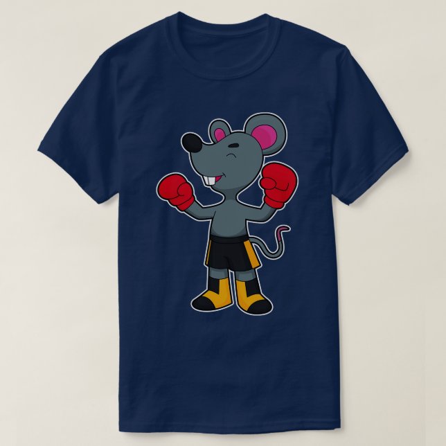 Maus als Boxer mit Boxhandschuhen T-Shirt (Design vorne)