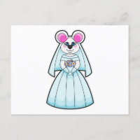 Maus als Braut mit Haufen Blume