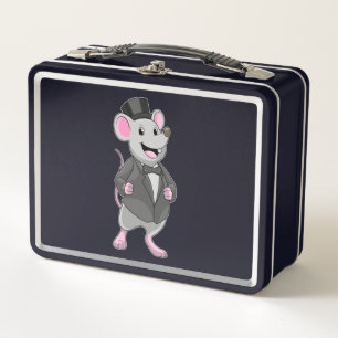 Maus als Bräutigam mit Schleife Metall Brotdose
