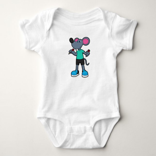 Maus als Dart-Player mit Darts Baby Strampler (Vorderseite)