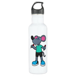 Maus als Dart-Player mit Darts Edelstahlflasche