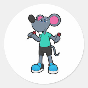 Maus als Dart-Player mit Darts Runder Aufkleber