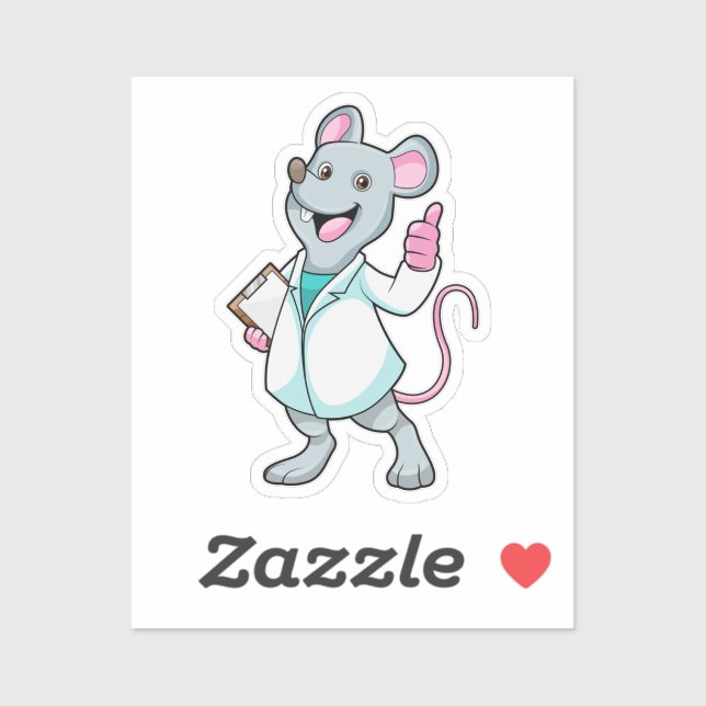 Maus als Doktor mit Doctor's Coat Aufkleber (Blatt)