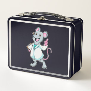 Maus als Doktor mit Doctor's Coat Metall Brotdose