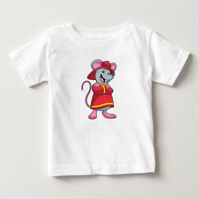 Maus als Feuerwehrmann mit Helm Baby T-shirt (Vorderseite)