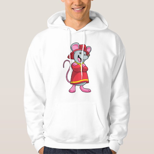 Maus als Feuerwehrmann mit Helm Hoodie (Vorderseite)