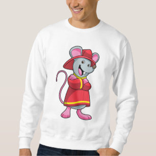 Maus als Feuerwehrmann mit Helm Sweatshirt