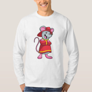 Maus als Feuerwehrmann mit Helm T-Shirt