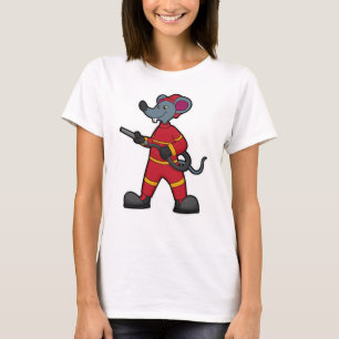 Maus als Feuerwehrmann mit Schlauch T-Shirt