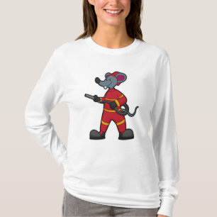 Maus als Feuerwehrmann mit Schlauch T-Shirt