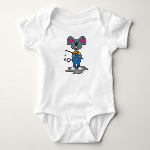 Maus als Fisher mit Angelrute Baby Strampler