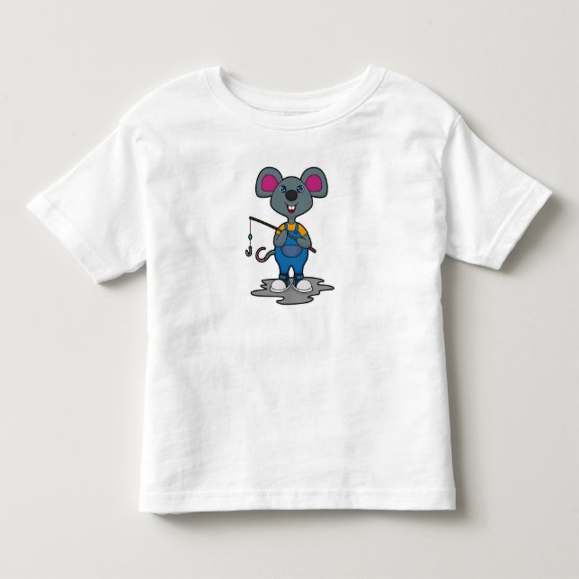Maus als Fisher mit Angelrute Kleinkind T-shirt (Vorderseite)