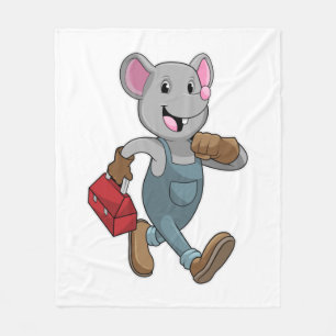 Maus als Handyman mit Toolbox Fleecedecke