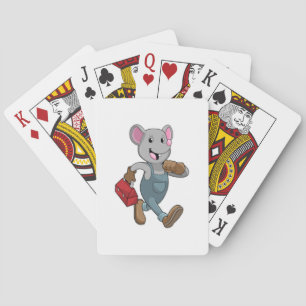 Maus als Handyman mit Toolbox Spielkarten