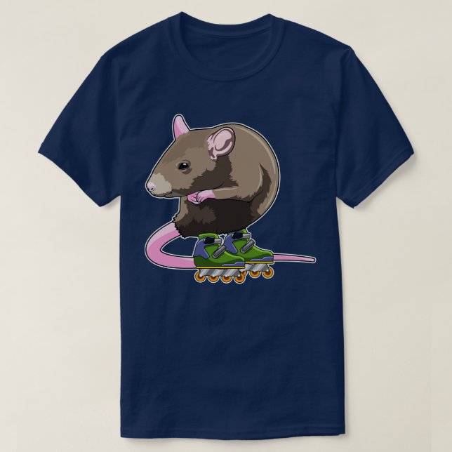 Maus als Inline-Skater mit Inline-Skaten T-Shirt (Design vorne)