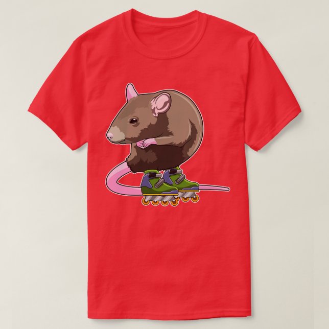Maus als Inline-Skater mit Inline-Skaten T-Shirt (Design vorne)