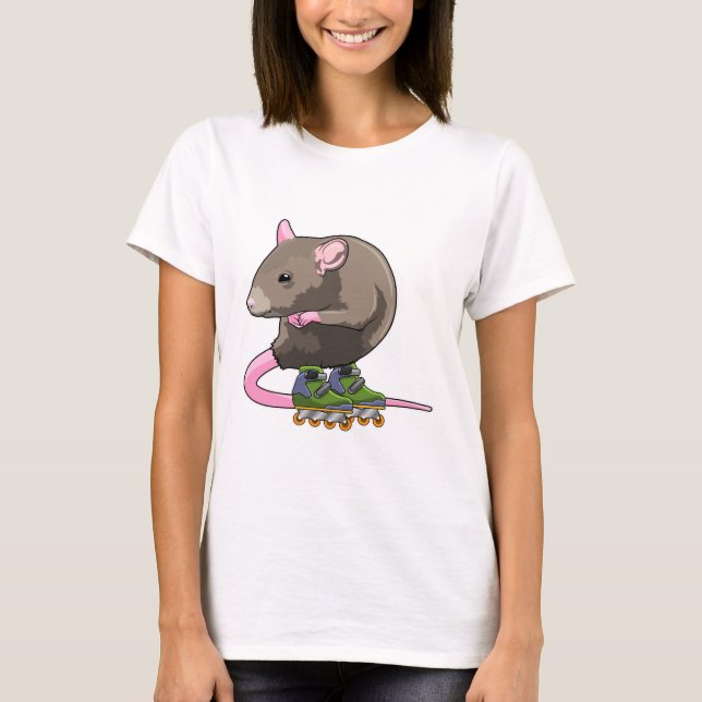 Maus als Inline-Skater mit Inline-Skaten T-Shirt (Vorderseite)