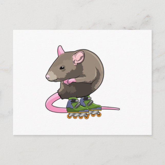 Maus als Inline-Skater mit Inline-Skates Postkarte (Vorderseite)
