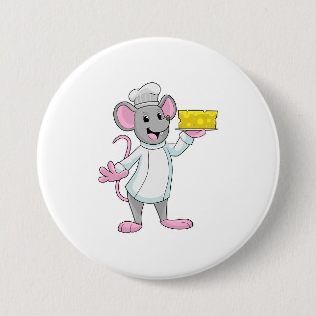 Maus als Koch mit Käse Button (Vorderseite)