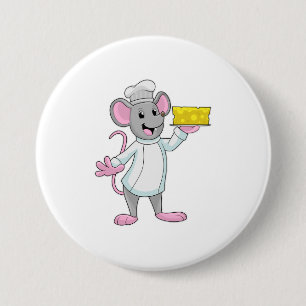 Maus als Koch mit Käse Button