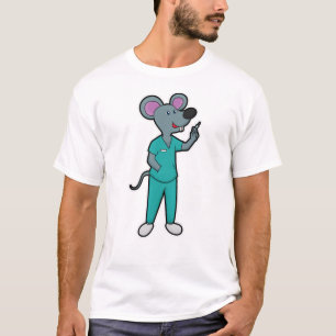 Maus als Krankenschwester bei Impfung mit Spritze T-Shirt
