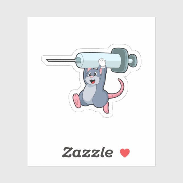 Maus als Krankenschwester mit Spritze.PNG Aufkleber (Blatt)
