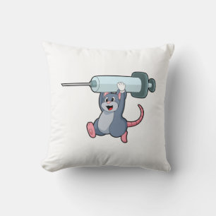 Maus als Krankenschwester mit Spritze.PNG Kissen
