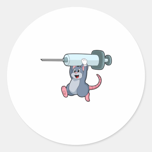 Maus als Krankenschwester mit Spritze.PNG Runder Aufkleber (Vorderseite)