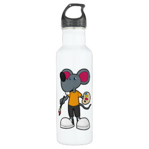 Maus als Maler mit Paint & Brush Edelstahlflasche