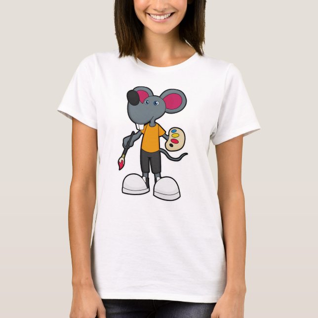 Maus als Maler mit Paint & Brush T-Shirt (Vorderseite)